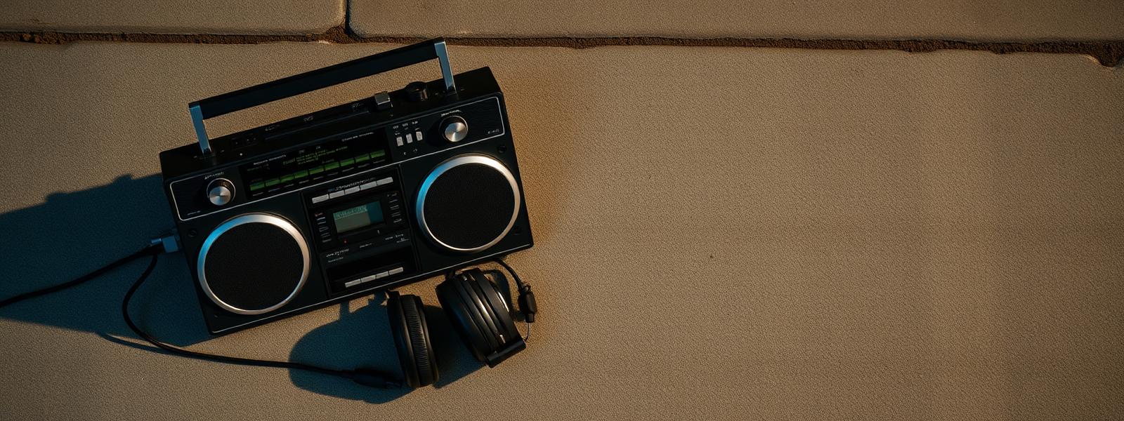 Refurbished retro electronics flat lay