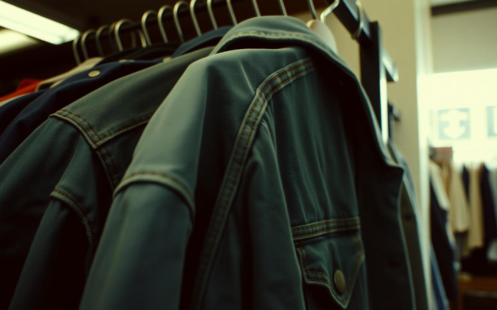 Vintage denim jacket styled with modern tailored trousers